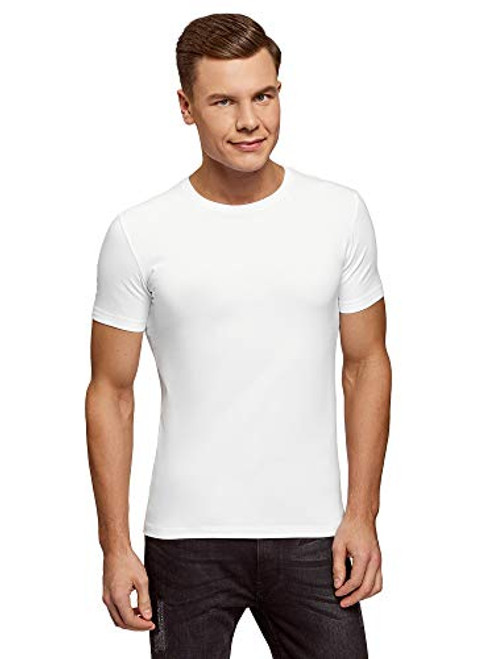 oodji Ultra Men s Basic Slim-Fit T-Shirt White US 46   EU 56   XL