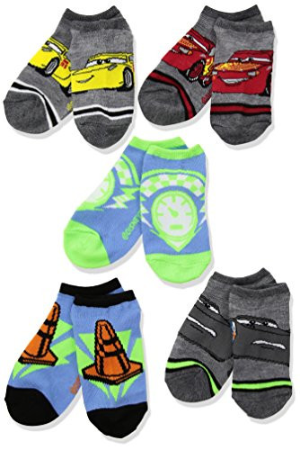 Disney boys Cars 5 Pack No Show Casual Sock Gray Fits Sock Size 6-8.5 Fits Shoe Size 7.5-3.5 US