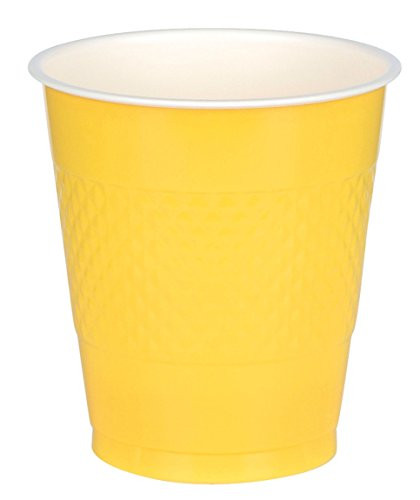 Amscan (AMSDD) Reusable Plastic Cups Big Bundle Party Tableware, Yellow Sunshine, 16oz, Pack of 50