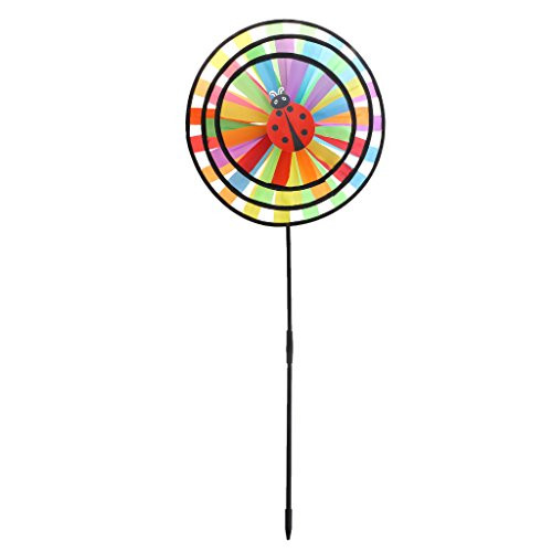7haofang Colorful Rainbow Triple Wheel Wind Spinner Windmill Garden Yard Outdoor Decor