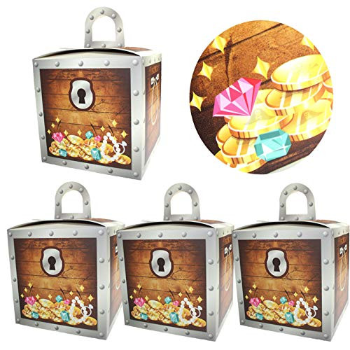 Treasure Chest Treat Boxes Pirate Birthday Party Favor Goodies 12 pack Pirate Theme Treasure Chest Loot Design Goodie Boxes for Birthdays and Events