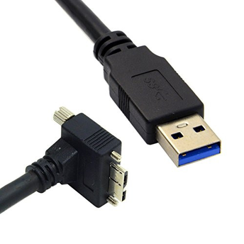 CY Up Angled 90 Degree Micro USB Screw Mount to 3.0 Data Cable for Industrial Camera 1.2M