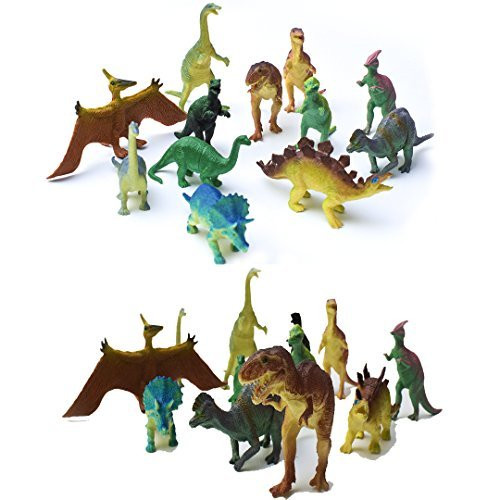 Fun Central AU191 12 Pcs Dinosaur Toy, Plastic Dinosaurs, Jumbo Dinosaurs, Dinosaur Toys For Kids for Dinosaur Themed Party, birthday, Christmas, Halloween, and Easter Eggs - Assorted