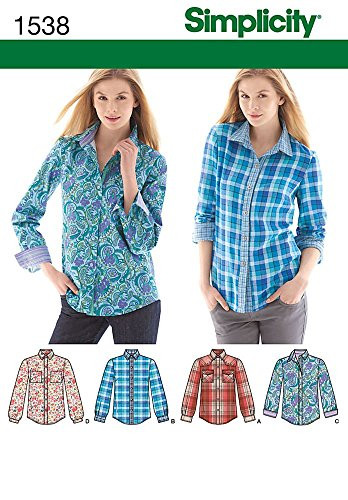 Simplicity Pattern 1538 Misses Shirt with Sleeve and Fabric Variations Sizes 6-8-10-12-14