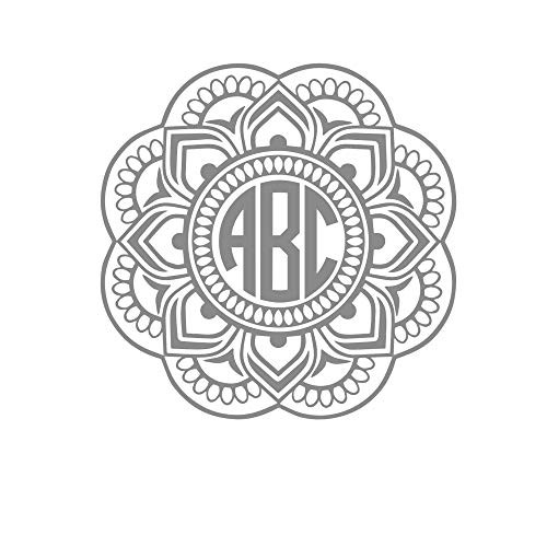 Custom Mandala Monogram Decal Sticker   Monogrammed Vinyl Decal for Yeti Tumbler RTIC Cup Laptop Car Window Accessories for Women   You Choose Size Initials and Color- Glitter Options Available