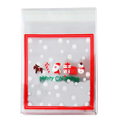 200 Pcs Self Adhesive Treat Bag Cellophane Bag Cookie Bag Adhesive Cookie Bags Cellophane Treat Bags For Party Gift Giving Bakery Candy Cookie Chocolate  Christmas snowflakes?3.9x5.1 inch?
