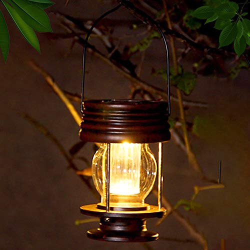 pearlstar Solar Lantern Outdoor Hanging Light -5.5 LED Garden Table Lamp 1 Pack Waterproof Solar Landscape Lighting for Yard Pathway Patio Tree Warm Light