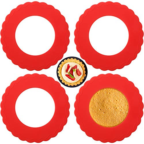 4 Pieces Mini Silicone Pie Shields Nonstick Mini Pie Crust Protector for 4.5-6 Inch Kitchen Pie Baking Shield for Kitchen Cooking Baking Tools