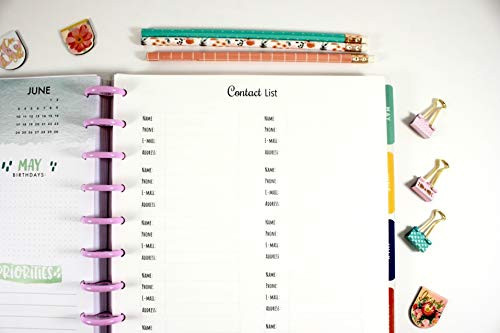 Contact List Inserts for 11-Disc Big Happy Planner Big Happy Planner Contact Information Pre-punched Happy Planner Inserts Pre-punched Contact Information