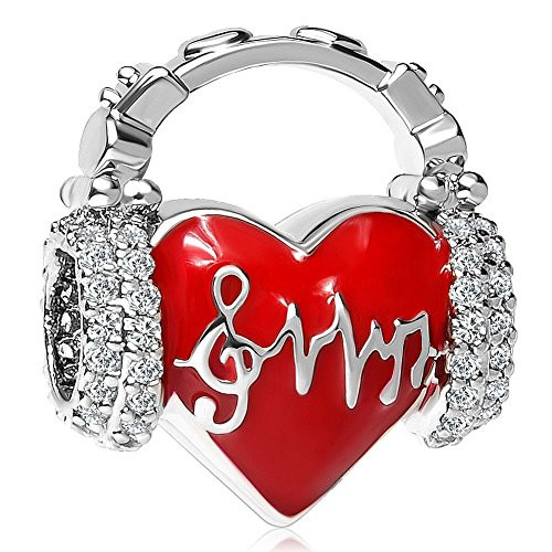 Charmed Craft Heart Love Heartbeat Charms Red Enamel Beads for Snake Chain Bracelets Music Note Charmed Craft Heart Love Heartbeat Charms Red Enamel Beads for Snake Chain Bracelets Music Note