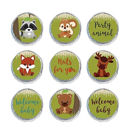 324 Mini Candy Stickers Boy Baby Shower Favors Woodland Animals Gender Neutral