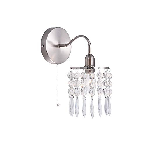 Linour Wall Sconce Lighting Crystal Wall Vanity Light Fixtures Wall Lamp Polished Chrome Finish for Living Room Bathroom Bedroom and Hallway Chrome Plate
