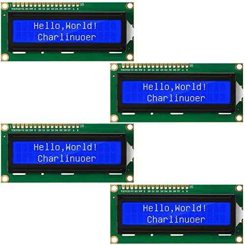 KAVOO 4PCS HD44780 1602 LCD Display Module DC 5V 16x2 Character LCM Blue Backlight Compatible with Raspberry Pi Arduino STM32 MCU51 DIY Maker Project
