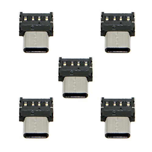 CY 5pcs Ultra Mini Type-C USB-C to USB 2.0 OTG Adapter for Cell Phone Tablet & USB Cable & Flash Disk