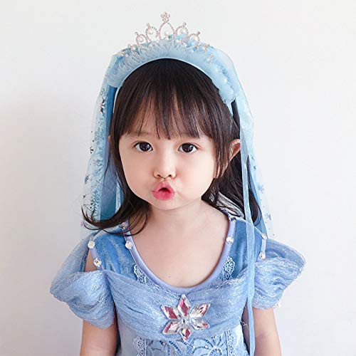 Costume Headband for Girls Elsa Dress Tiara Rhinestone Pearls Headband with Snowflake Blue Veil Hair Accessory for Girls Elsa Costume Princess Dress Up Birthday Party Costume Headband for Girls Elsa Dress Tiara Rhinestone Pearls Headband with Snowflake Blue Veil Hair Accessory for Girls Elsa Costume Princess Dress Up Birthday Party