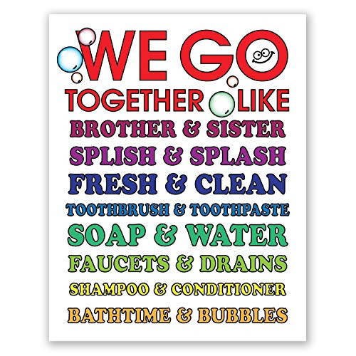 8x10 Brother and Sister Bathroom Wall Art Decor Poster    Sibling Wall Art Print    Kids Bathroom Artwork Picture Quotes