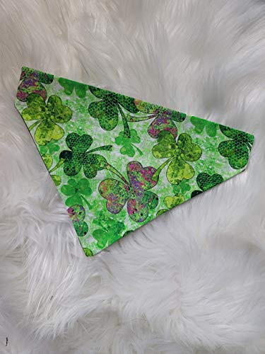 St Patrick s Day Tye Dye Clover Over the Collar Dog Bandana Small