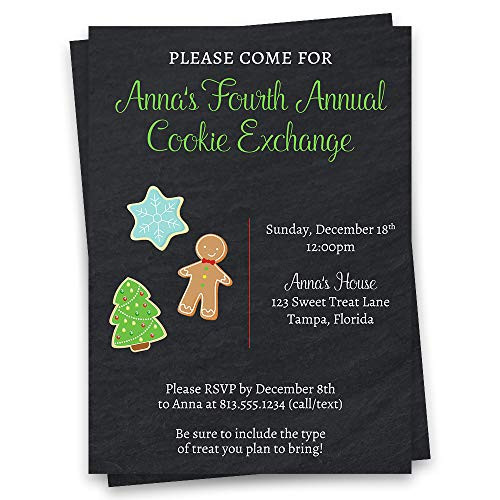 Cookie Exchange Treat Invitations Holiday Party Invites Chalkboard Gingerbread Recipes Parties Food Foods Christmas Winter Holiday Tree Cookies Snow Social Distancing Remote Dropoff 10 count Cookie Exchange Treat Invitations Holiday Party Invites Chalkboard Gingerbread Recipes Parties Food Foods Christmas Winter Holiday Tree Cookies Snow Social Distancing Remote Dropoff 10 count
