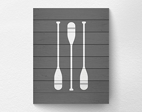 Nautical Art Print Poster Wall Decor Nautical Bathroom Canoe Paddle Art Print Lake House Art - Not Real Wood