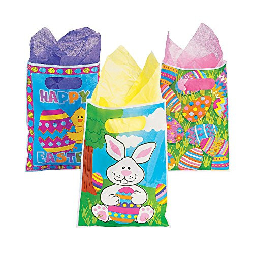 Easter Party Favor Bag Assortment (36 Pack) 1 Dozen of Each Design Bunny Chick and Easter Egg.