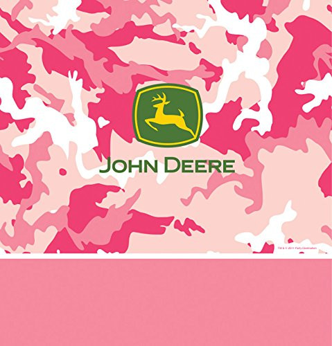 Creative Converting Border Print Plastic Table Cover 54 by 108 inch John Deere Pink