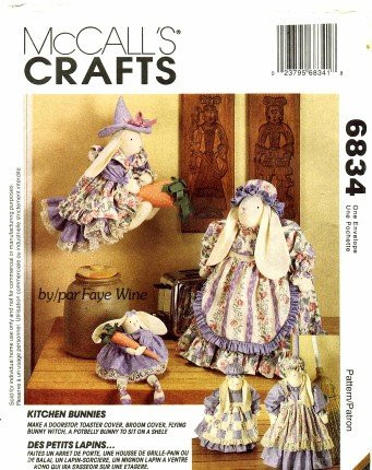 McCall s 6834 Crafts Sewing Pattern Kitchen Bunnies Door Stop Toaster Broom Cover