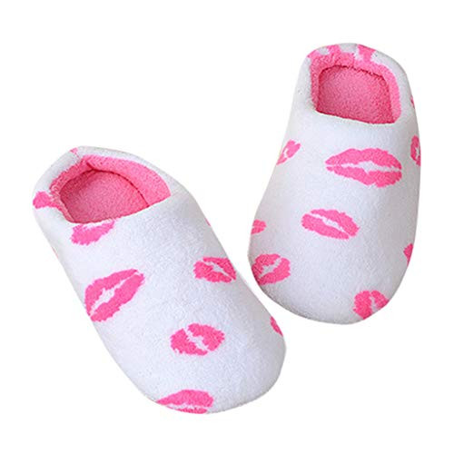 Wuliuen Women Men Plush Slippers Indoor Winter House Shoes Animals Print Floor Indoor Slippers Lip Print