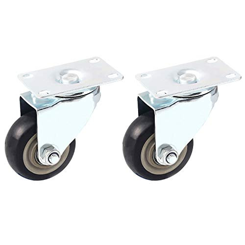 FactorDuty 2 Pack Caster Wheels Swivel Plate On Black Polyurethane Wheels 880 Lbs  3 inch Plate