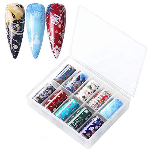 UJM 10 Sheets Nail Art Foil Transfer Stickers Snowman Snowflake Biscuit Man Nail Foil Transfer Tips Nail Art DIY Decoration Christmas Festival Nail Foil Sticker UJM 10 Sheets Nail Art Foil Transfer Stickers Snowman Snowflake Biscuit Man Nail Foil Transfer Tips Nail Art DIY Decoration Christmas Festival Nail Foil Sticker