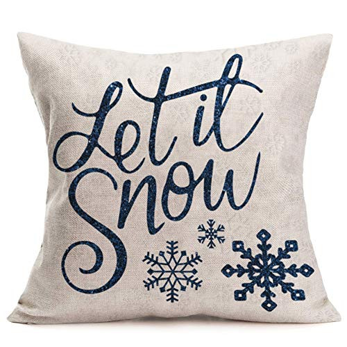 Asamour Christmas Theme Home Decor Pillowcase Let It Snow Quotes Lettering Cotton Linen Throw Pillow Case Cushion Cover Xmas Home Sofa Pillow Sham 18 x18 Snowflake Asamour Christmas Theme Home Decor Pillowcase Let It Snow Quotes Lettering Cotton Linen Throw Pillow Case Cushion Cover Xmas Home Sofa Pillow Sham 18 x18 Snowflake