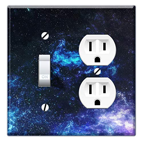 WIRESTER Double Gang-1 Duplex Outlet Cover and 1 Toggle Light Switch Plate Wall Plate Cover - Galaxy Star Space