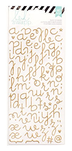 American Crafts 312252 Heidi Swapp Specialty Stickers, Puffy Alphabet, Gold Glitter