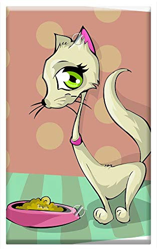 Single-Gang Blank Wall Plate Cover - Cat Food Eating Breakfast Gourmet Cat Food Dinner