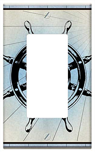 Switch Plate Single Rocker GFCI - Wheel Cartography Nautical Ships Wheel Map Chart
