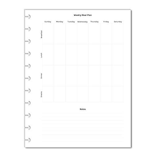 Weekly Dinner Planner Inserts for 11-Disc Big Happy Planner Big Happy Planner Meal Planner Pre-punched Happy Planner Inserts Grocery List