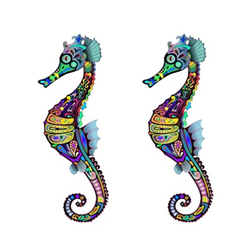 Vosarea 2pcs Seahorse Wall Stickers Ocean Animal Wall Decals Bathroom Wall Stickers for Nursery Kids Room Bathtub Shower Sea Animal Decorations