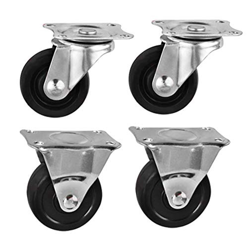 MroMax 1.97 Inch Casters Wheels Rubber Top Plate Mounted Swivel Fixed Caster Wheel 66lb Capacity Each Wheel 4 Pcs 2 Pcs Swivel 2 Pcs Fixed