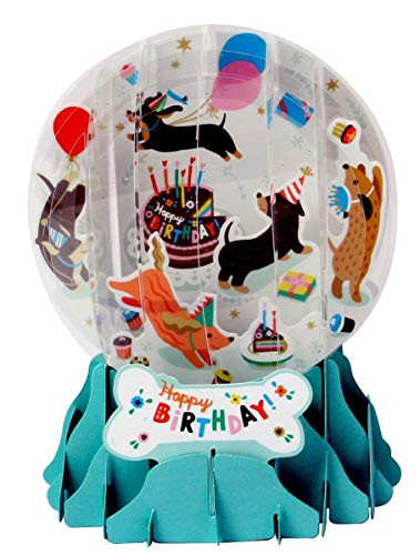 3D Pop Up Snow Globe Greeting Card - BIRTHDAY DOGS -  UP-WP-EG-060