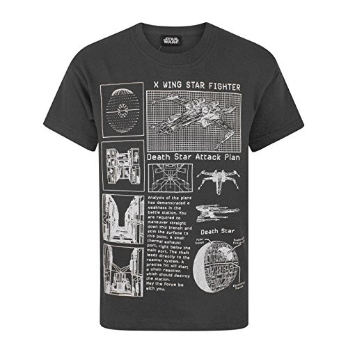 STAR WARS Childrens Boys Death Star Attack Plan T-Shirt  5-6 Years   Charcoal