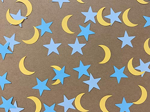 Blue and Yellow Moon and Star Confetti - Twinkle Twinkle Little Star Party - Boy Baby Shower Decorations - Boy Birthday Party Decorations - 200 pieces