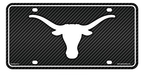 Rico Industries Inc. Texas Longhorns Metal Tag License Plate Carbon Fiber Design Premium Aluminum Novelty University of Rico Industries Inc. Texas Longhorns Metal Tag License Plate Carbon Fiber Design Premium Aluminum Novelty University of