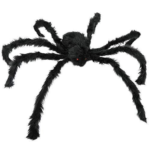 ZDATT Halloween Spider Decorations 55 inch Giant Spider Halloween Spiders Large Outdoor Spider Decoration Yard Spider Halloween Decor Scary Halloween Decoration Fake Large Hairy Spider Props