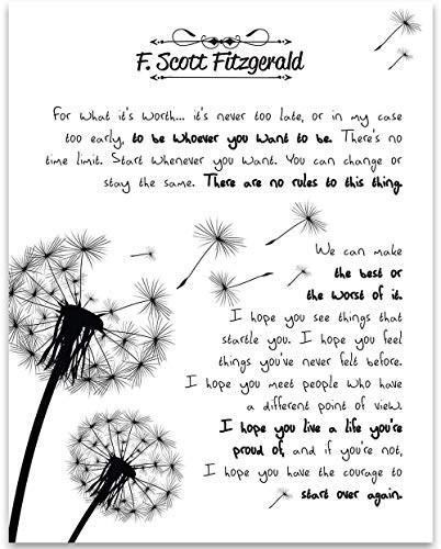 For What It s Worth - F. Scott Fitzgerald - 11x14 Unframed Art Print - Great Inspirational Gift for Wedding Anniversary and Birthday and Decor for Home School and Office Under  15