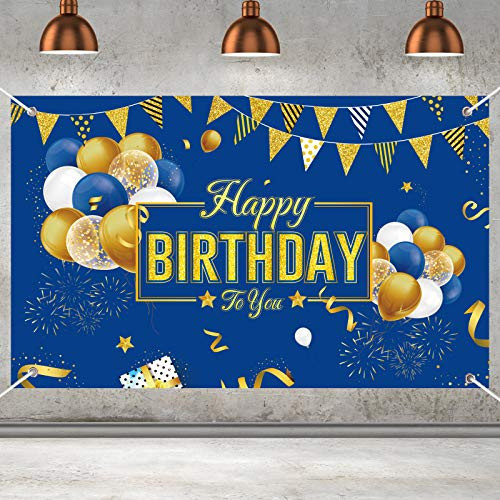 Blue Happy Birthday Banner Backdrop Large Happy Birthday Yard Sign Background It s My Birthday Backdrop Baby Shower Party Indoor Outdoor Car Decorations Supplies for Boys