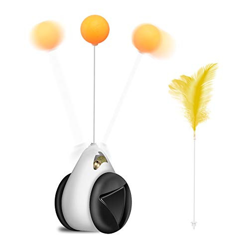 GothicBride Cat Toys Interactive Balance Swing Car Cat Toy with Catnip Ball and Feathers for Indoor Cats Automatic Turntable Ball Cat Toys for Kitten Exercise Puzzle Toys  Black