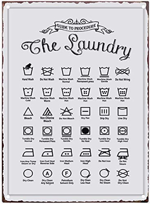 GentlemenPK Metal Sign 8X12Inch Rustic Guide to Procedure The Laundry Retro Vintage Tin Sign Country Home Decor for Laundry Room Washroom Bathroom