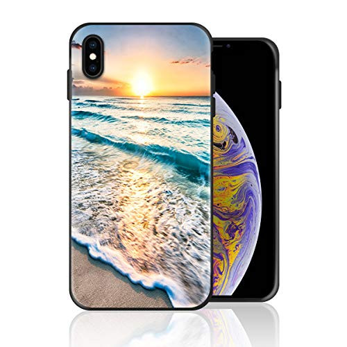 Beach Theme Phone Case Silicone Case for iPhone 11 Sand Ocean Beach Wave Sea Hawaiian Sunrise Phone Case Full Body Protection Shockproof Anti-Scratch Drop Protection Cover