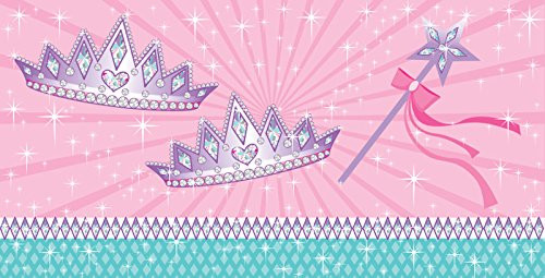 Creative Converting Border Print Plastic Table Cover 54 by 108 inch Princess Party Pink Purple