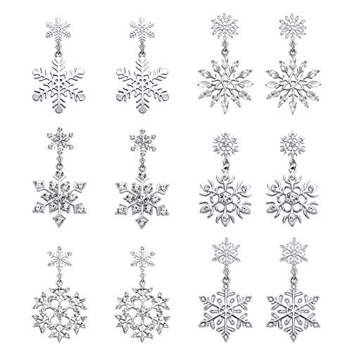 Snowflake Earrings For Woman Christmas Winter Snowflakes Flower Drop Dangle Earrings Xmas Festive Holiday Party Earrings Jewelry Gifts 6 Pairs Snowflake Earrings For Woman Christmas Winter Snowflakes Flower Drop Dangle Earrings Xmas Festive Holiday Party Earrings Jewelry Gifts 6 Pairs