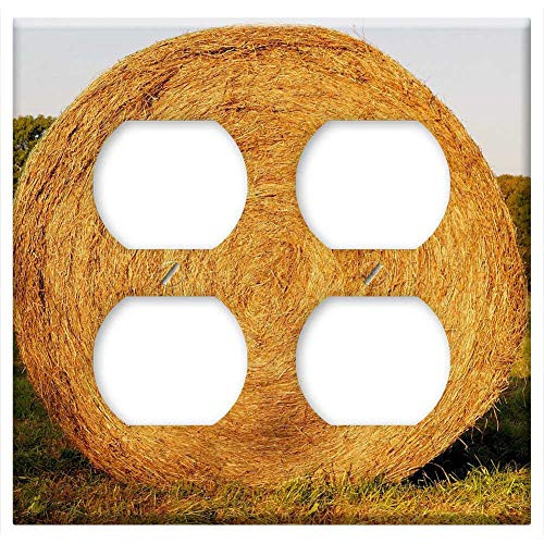 Double Duplex Outlet Wall Plate Cover - Hay Bales Meadow Hay Heurundballen Winter Feed Double Duplex Outlet Wall Plate Cover - Hay Bales Meadow Hay Heurundballen Winter Feed